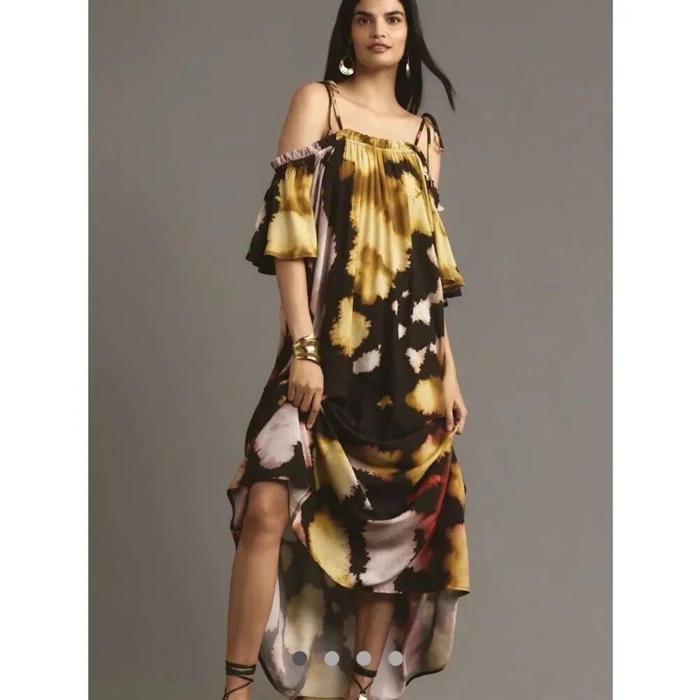 Anthropologie Conditions Apply Bright Yard Tie Strap Maxi Kaftan One Size NWT